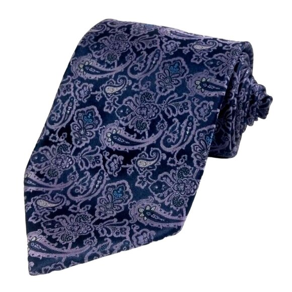 Stefano Ricci luxury collection purple and black paisley silk tie made i…